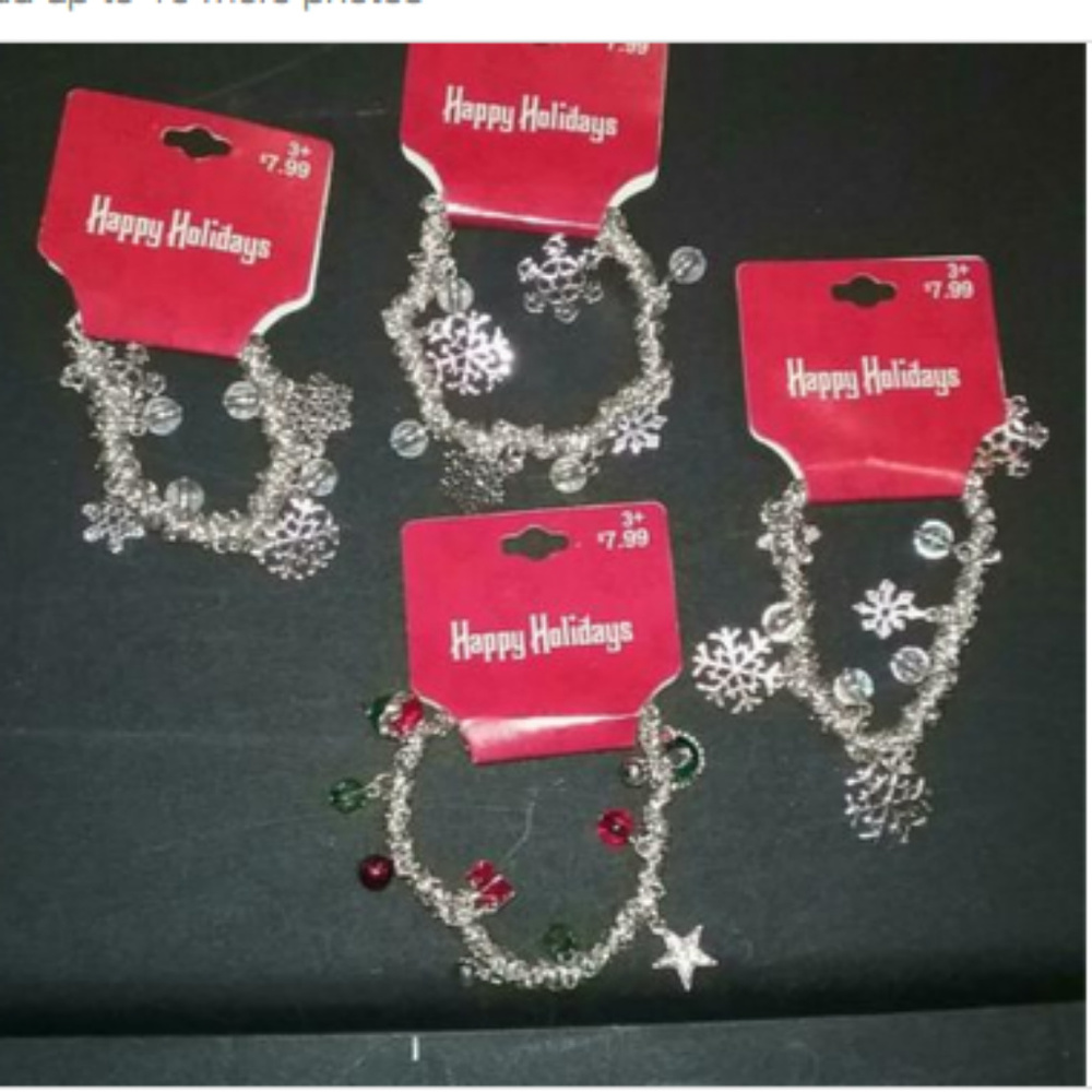 4 New Stretch Happy Holidays Bracelets - Picture 1 of 2